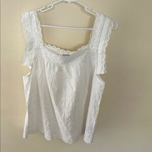 GAP White Eyelet Square-Neck Camisole with Scalloped Straps